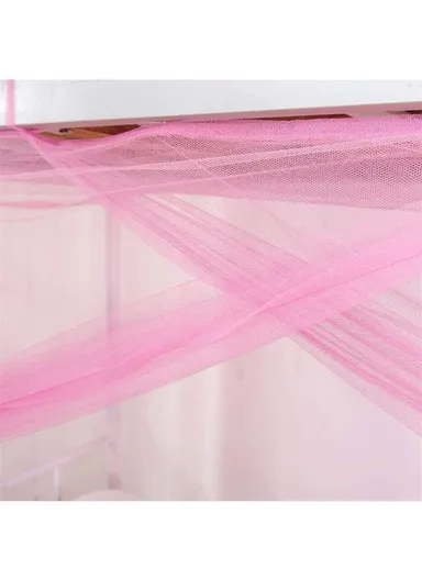 Single Bed Breathable Mosquito Nets, Bed Polyester Netting Mosquito Net (L1.95 x W1.8 x H1.65)m - Pink