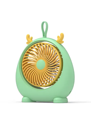Cute Deer Ear Design Cooling Fan USB Power Home Office Portable Fan with 3 Wind Speed Adjustments (D22.5 x W7 x H23.8)cm - Green / L