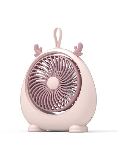 Cute Deer Ear Design Cooling Fan USB Power Home Office Portable Fan with 3 Wind Speed Adjustments (D22.5 x W7 x H23.8)cm - Pink / L