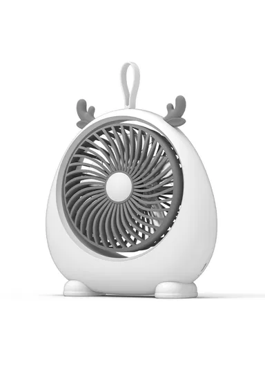 Cute Deer Ear Design Cooling Fan USB Power Home Office Portable Fan with 3 Wind Speed Adjustments (D22.5 x W7 x H23.8)cm - White / L