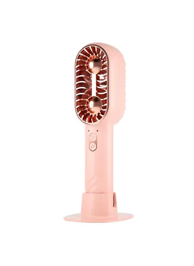 Mini Desktop Fan Three Gears Dual Blade Portable Handheld Fan, Standard Version F53 - Pink