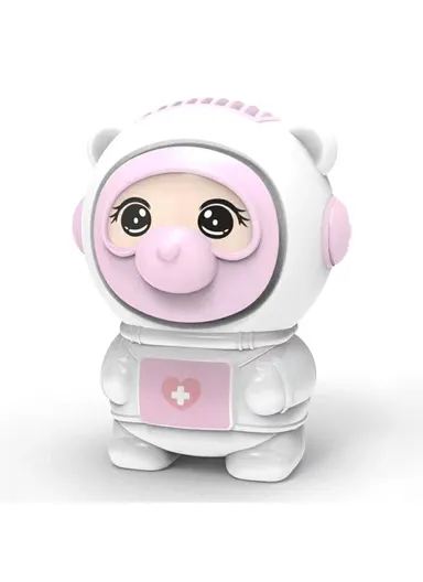 Cartoon Bear Cooling Fan Student Mini Rechargeable Summer Fan with Neck Rope 339-2 - Pink Nurse Bear