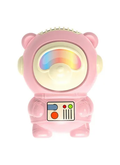 Cartoon Bear Cooling Fan Student Mini Rechargeable Summer Fan with Neck Rope 339-2 - Pink Space Bear