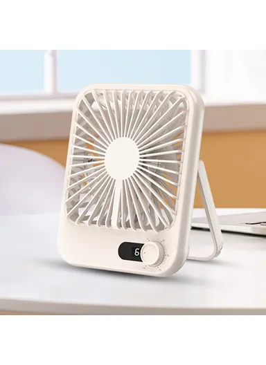 USB Powered Silent Fan 100 Wind Speeds Mini Summer Desktop Fan Cooler SK-101 (L14.5 x W4 x H17.5)cm - Beige