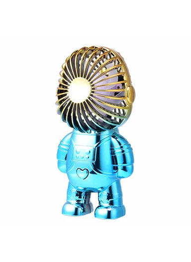 Electroplating Astronaut ABS Mini Handheld Desktop Fan Summer Fan Cooler with Gradient Light - Gold