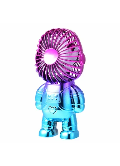 Rechargeable 500mAh Electroplating Astronaut ABS Mini Handheld Desktop Fan Summer Fan Cooler with Gradient Light - Rose
