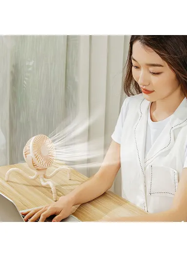 Rechargeable 1200mAh Flexible Octopus Tripod Baby Stroller Desktop Fan Portable Handheld Summer Cooling Fan WX1020 - Pink