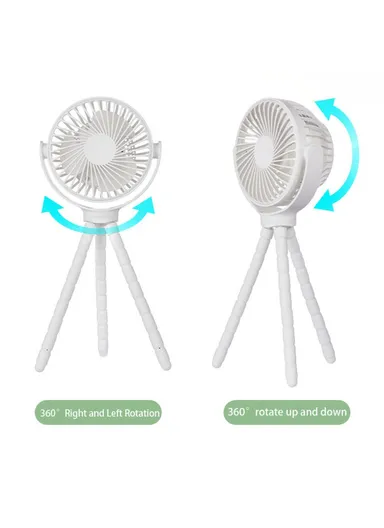 Rechargeable 1200mAh Flexible Octopus Tripod Baby Stroller Desktop Fan Portable Handheld Summer Cooling Fan WX1020 - White