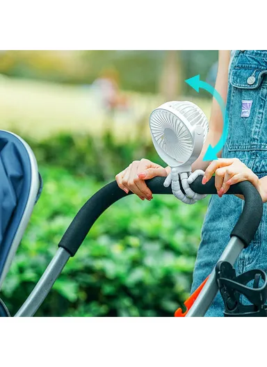 Rechargeable 1200mAh Flexible Octopus Tripod Baby Stroller Desktop Fan Portable Handheld Summer Cooling Fan WX1020 - White