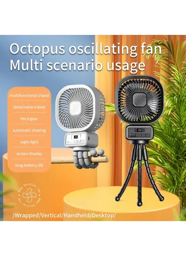 6-Inch Multi-Functional Cooling Fan with Tripod for Baby Stroller Camping &amp; No-Rotating Version A28 - White