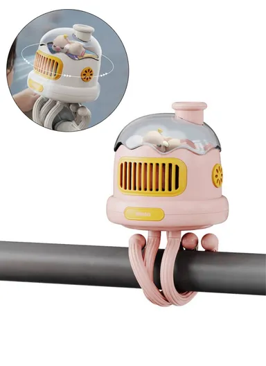 Stroller Cooling Fan Flexible Tripod Clip-on Silent Fan Handheld Personal Fan for Dormitory - Pink