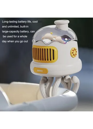 Stroller Cooling Fan Flexible Tripod Clip-on Silent Fan Handheld Personal Fan for Dormitory - Pink