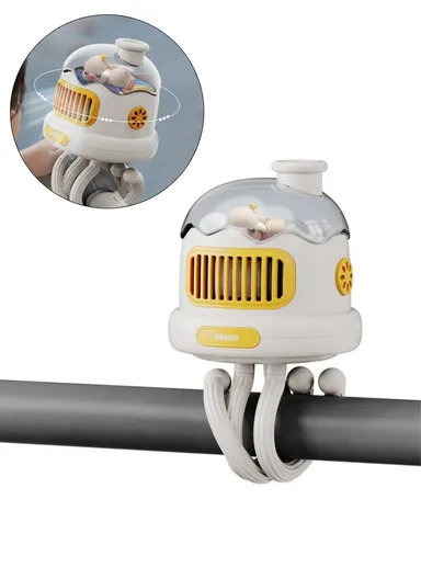 Stroller Cooling Fan Flexible Tripod Clip-on Silent Fan Handheld Personal Fan for Dormitory - White