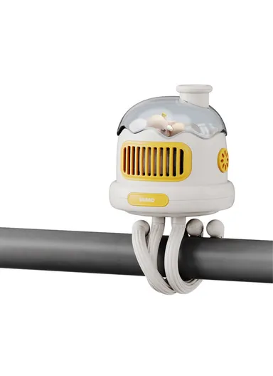 Stroller Cooling Fan Flexible Tripod Clip-on Silent Fan Handheld Personal Fan for Dormitory - White