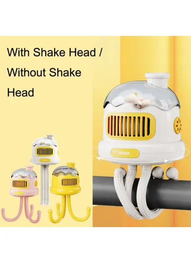 Stroller Cooling Fan Flexible Tripod Clip-on Silent Fan Handheld Personal Fan for Dormitory - White