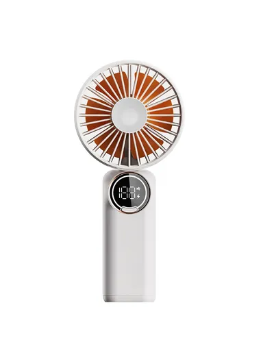 Portable Handheld Cooling Fan with Digital Display 2400mAh 24 Hours Rechargeable Summer Fan Z3 - White