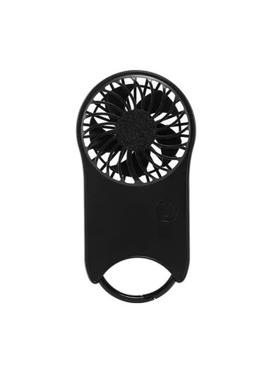 Mini Handheld Fan 3 Wind Speed Outdoor Summer Cooling Fan with Hanging Buckle F12 - Black