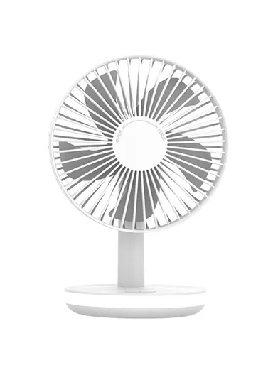 USB Desk Fan Adjustable Angle 3 Wind Speeds Table Fan with Night Light 807 - White