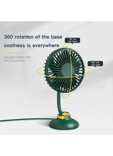 Car Interior Mute Fan USB Powered 3 Wind Speeds Adjustable Automotive Cooling Fan F502 - Green