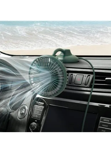 Car Interior Mute Fan USB Powered 3 Wind Speeds Adjustable Automotive Cooling Fan F502 - Green