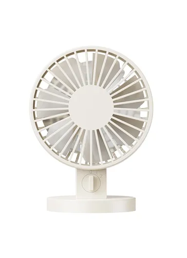 USB Mini Desktop Fan Summer, Double Blade Angle Adjustable Cooling Fan WT8019 (L10 x W7.5 x H13.5)cm - Beige