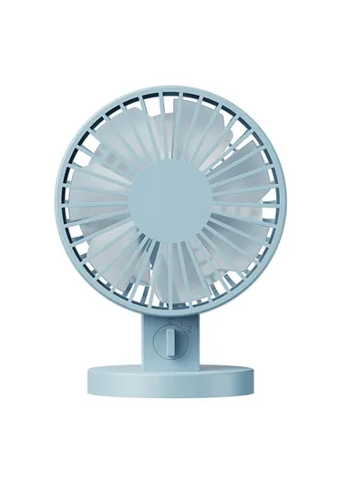 USB Mini Desktop Fan Summer, Double Blade Angle Adjustable Cooling Fan WT8019 (L10 x W7.5 x H13.5)cm - Blue