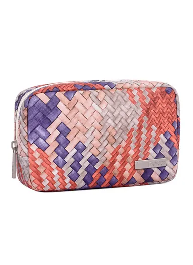 Woven Texture PU Leather Digital Accessories Storage Bag Earphone Power Bank Charger Carrying Case G5-S11 (W20 x D7 x H12)cm