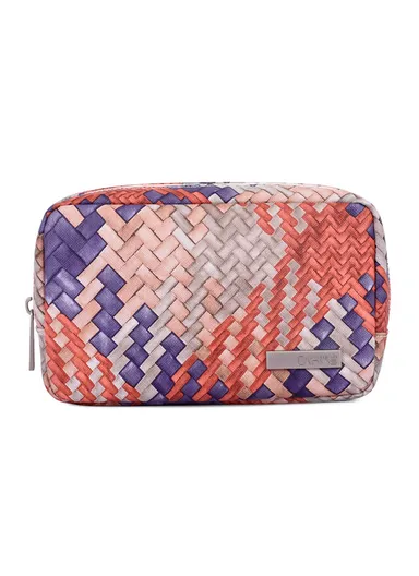 Woven Texture PU Leather Digital Accessories Storage Bag Earphone Power Bank Charger Carrying Case G5-S11 (W20 x D7 x H12)cm