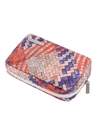 Woven Texture PU Leather Digital Accessories Storage Bag Earphone Power Bank Charger Carrying Case G5-S11 (W20 x D7 x H12)cm