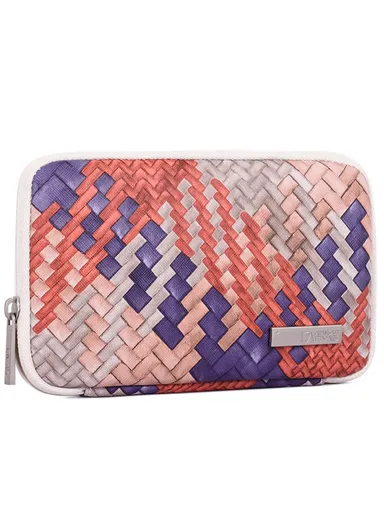 Woven Texture PU Leather Digital Accessories Storage Bag Earphone Power Bank Charger Carrying Case G5-S21 (W20 x D3 x H12)cm