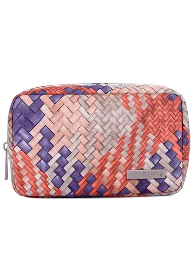 Woven Texture PU Leather Digital Accessories Storage Bag Earphone Power Bank Charger Carrying Case G5-S21 (W20 x D3 x H12)cm