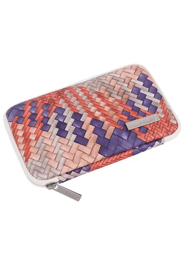 Woven Texture PU Leather Digital Accessories Storage Bag Earphone Power Bank Charger Carrying Case G5-S21 (W20 x D3 x H12)cm