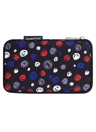 Circle Printing Pattern Digital Accessories Zipper Storage Case Phone Pouch Power Bank Mouse Carrying Bag H13-S21 (L20 x W12 x H3)cm - Black