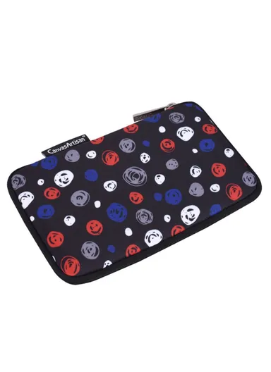 Circle Printing Pattern Digital Accessories Zipper Storage Case Phone Pouch Power Bank Mouse Carrying Bag H13-S21 (L20 x W12 x H3)cm - Black