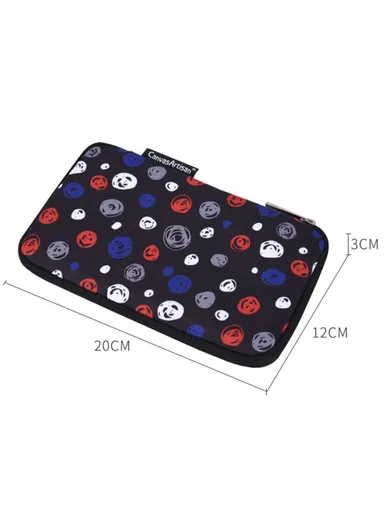 Circle Printing Pattern Digital Accessories Zipper Storage Case Phone Pouch Power Bank Mouse Carrying Bag H13-S21 (L20 x W12 x H3)cm - Black