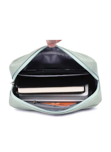 PU Leather Storage Bag Case, Digital Accessories Power Bank Charger Phone Pouch Bag Organizer L6-S11 (W20 x D7 x H12)cm