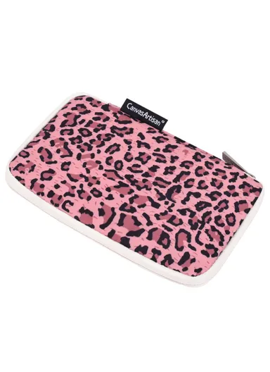 Fashionable Leopard Pattern Digital Accessories Zipper Storage Case Phone Power Bank Mouse Carrying Bag H31-S21 (L20 x W12 x H3)cm - Light Pink