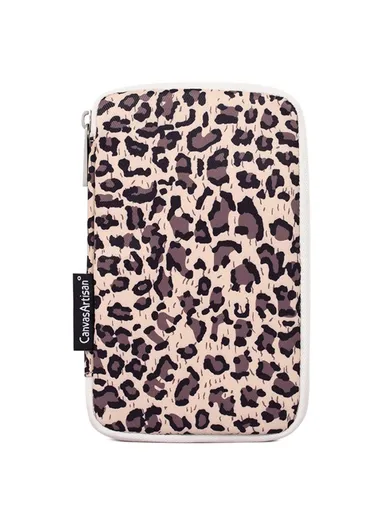 Fashionable Leopard Pattern Digital Accessories Zipper Storage Case Phone Power Bank Mouse Carrying Bag H31-S21 (L20 x W12 x H3)cm - Light Pink