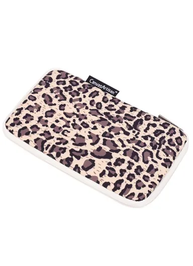 Fashionable Leopard Pattern Digital Accessories Zipper Storage Case Phone Power Bank Mouse Carrying Bag H31-S21 (L20 x W12 x H3)cm - Light Pink