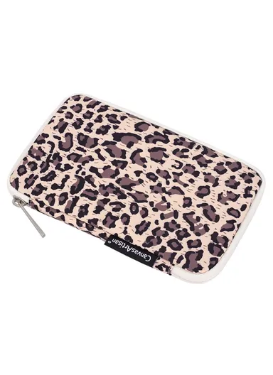 Fashionable Leopard Pattern Digital Accessories Zipper Storage Case Phone Power Bank Mouse Carrying Bag H31-S21 (L20 x W12 x H3)cm - Brown