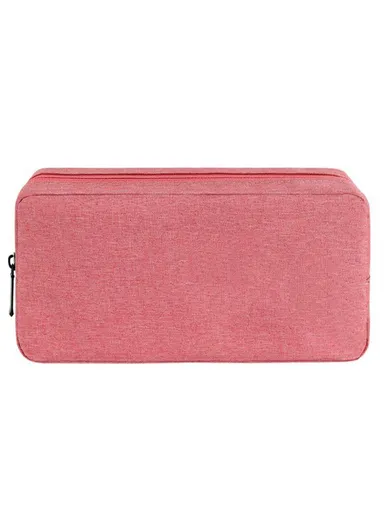Large Size Digital Accessories Carrying Zipper Bag, Water Resistant Data Cable Power Bank Phone Storage Bag QY-A011 (W23 x D5.5 x H12)cm - Pink