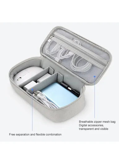 Digital Accessories Storage Bag, U Disk Power Bank Data Cable Storage Bag (W25 x D12 x H6.5)cm - Pink / L