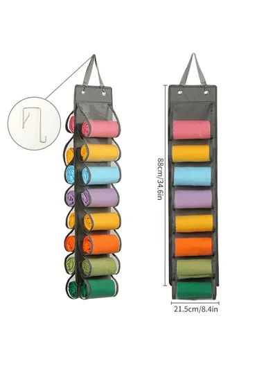 16 Pocket Hanging Organizer Closet Storage Bag, Multi-Use Clothes Pants Underwear Wardrobe Organizer (W21.5 x H88)cm - Grey