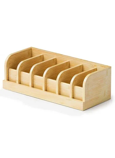 Belt Organizer Bamboo Storage Box, Multi-Compartment Wardrobe Waist Belt Accessory Holder (L35 x W15.2 x H11.6)cm - Wood