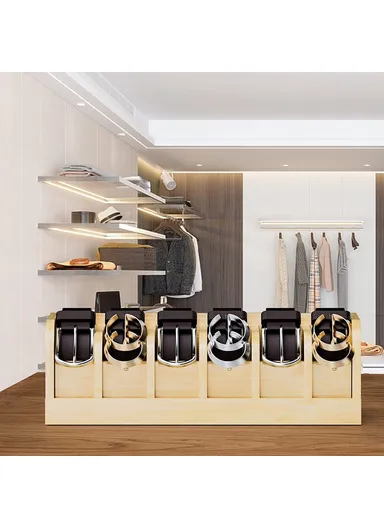 Belt Organizer Bamboo Storage Box, Multi-Compartment Wardrobe Waist Belt Accessory Holder (L35 x W15.2 x H11.6)cm - Wood