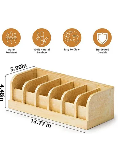 Belt Organizer Bamboo Storage Box, Multi-Compartment Wardrobe Waist Belt Accessory Holder (L35 x W15.2 x H11.6)cm - Wood