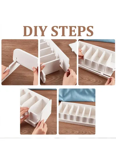 Belt Organizer Bamboo Storage Box, Multi-Compartment Wardrobe Waist Belt Accessory Holder (L35 x W15.2 x H11.6)cm - White