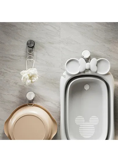 Suction Cup Wash Basin Holder Iron Art Bathroom Wall Mounted Basin Hanging Hook (L14.5 x W6.3 x H4.8)cm - Black