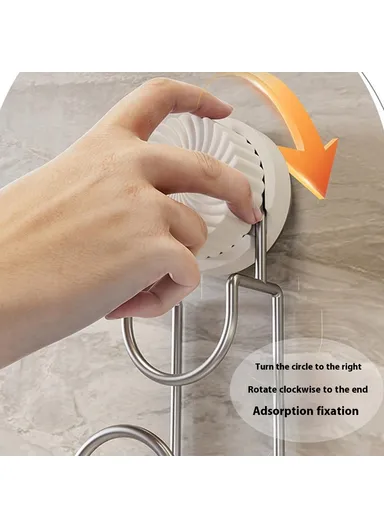 Suction Cup Wash Basin Holder Iron Art Bathroom Wall Mounted Basin Hanging Hook (L14.5 x W6.3 x H4.8)cm - Black