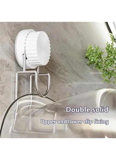 Suction Cup Wash Basin Holder Iron Art Bathroom Wall Mounted Basin Hanging Hook (L14.5 x W6.3 x H4.8)cm - Black